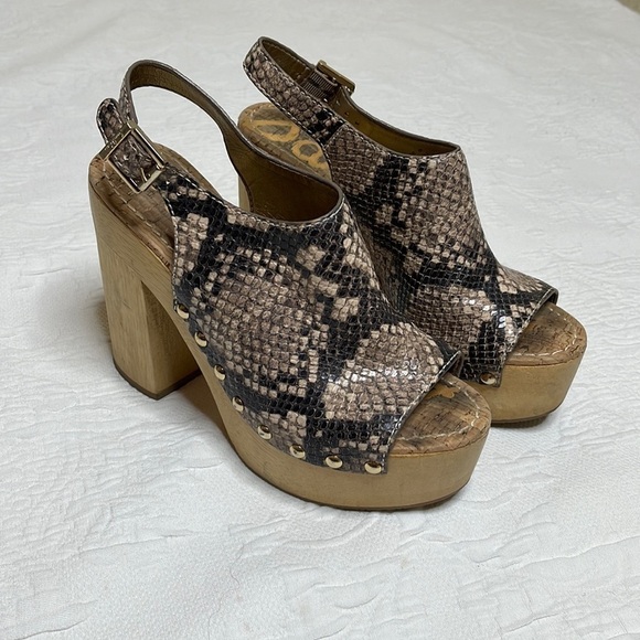 Sam Edelman Marley Python Snake Leather Platform Y2K Sandals Size 7.5 - Picture 1 of 8